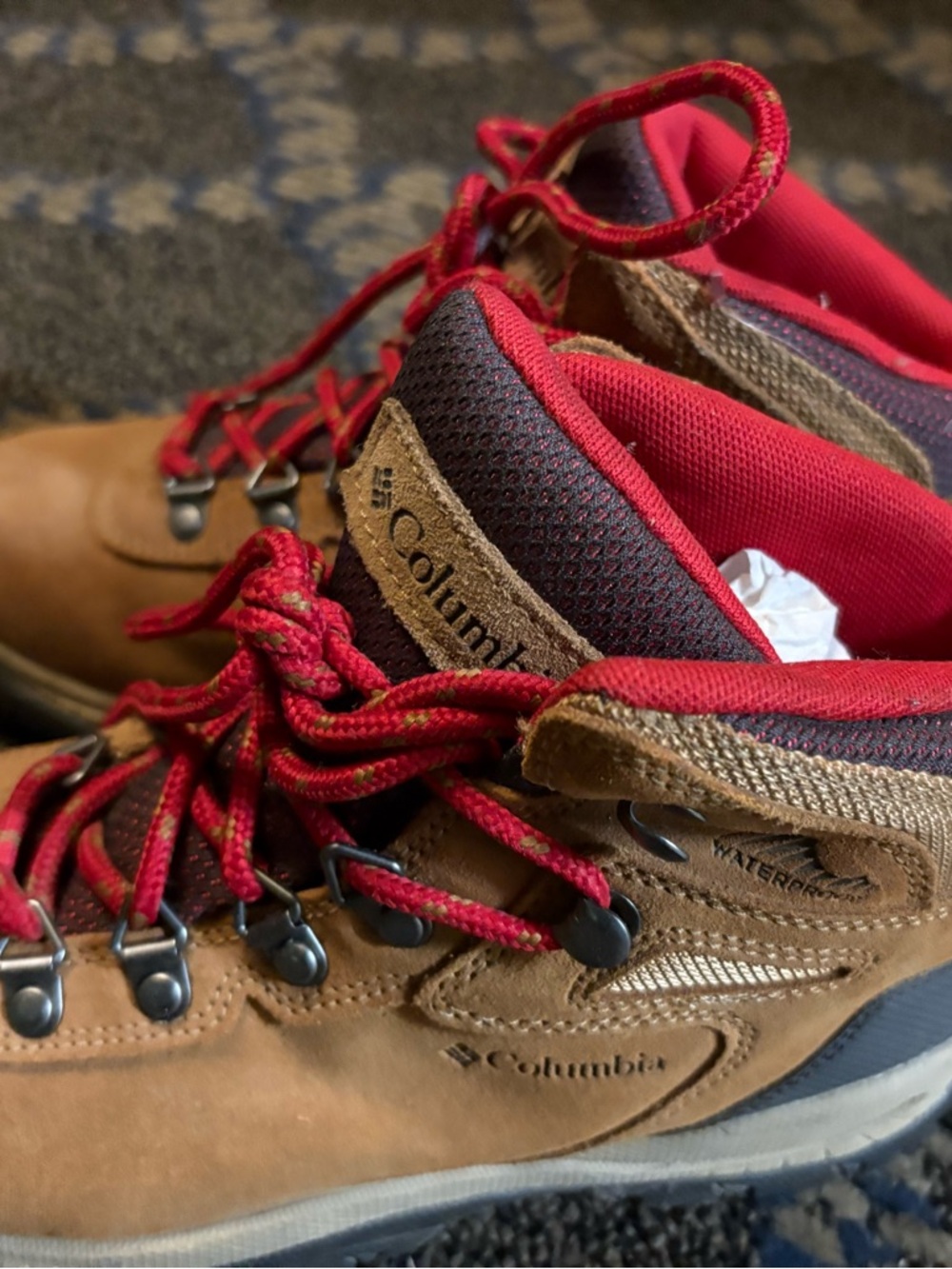 Columbia Brown and Red Men’s Waterproof Hiking Boots